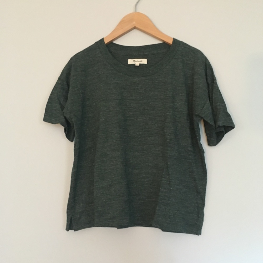 Heathered green Madewell crop tee